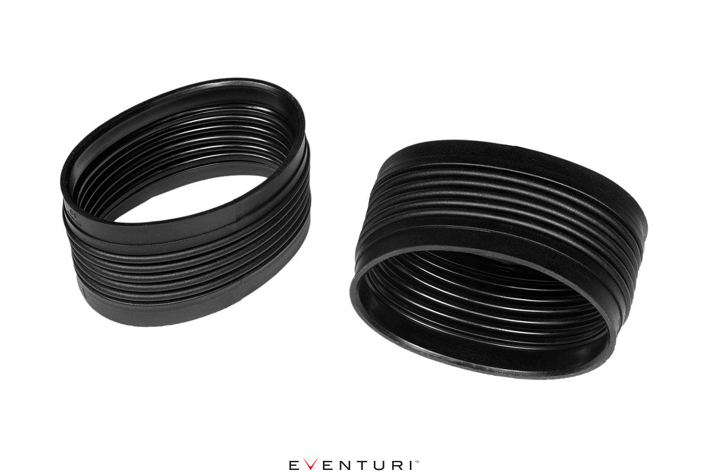 Eventuri black carbon fiber intake system for Chevrolet C8 Corvette Coupe on a white background