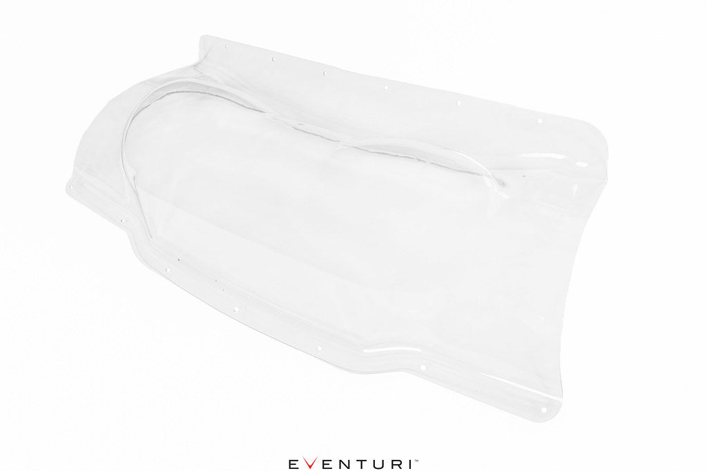 Eventuri black carbon fiber intake system for Chevrolet C8 Corvette Coupe on a white background