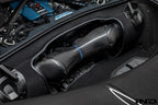 Eventuri Chevrolet Corvette C8 ZR1 hard-top convertible black carbon performance intake system installed on the engine.