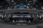 Eventuri Chevrolet Corvette C8 ZR1 hard-top convertible black carbon intake system installed, showcasing performance air intake on engine.