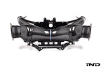 Eventuri Chevrolet Corvette C8 ZR1 hard-top convertible black carbon intake system on a white background.