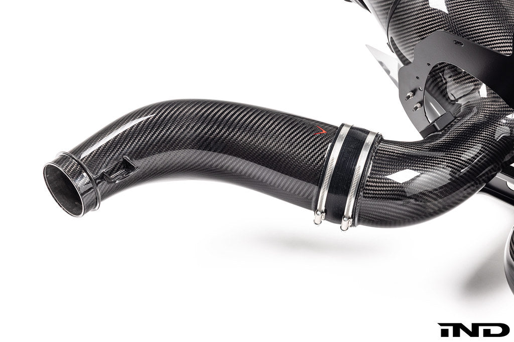 Eventuri Chevrolet Corvette C8 ZR1 hard-top convertible black carbon intake system on white background.