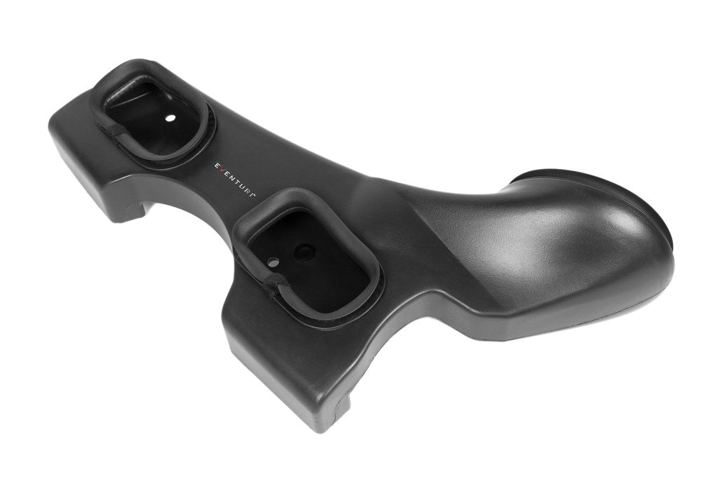 Eventuri F56 Mini Cooper S plastic intake with carbon scoop, showcasing performance air intake components on a white background.