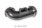 Eventuri black carbon intake system installed in a BMW F87 M2 Competition and M2 CS with white engine bay background.