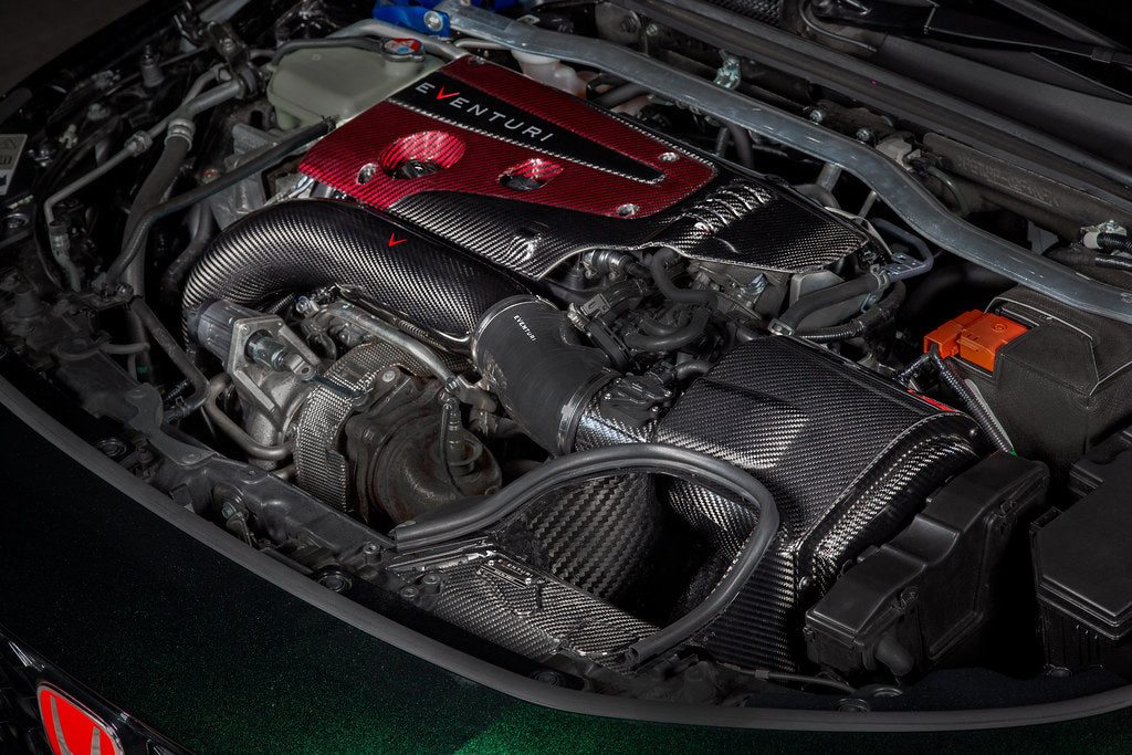 Eventuri carbon intake system installed on Honda Civic FL5 Type R engine bay