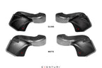 Eventuri BMW G8X M3 M4 black carbon intake scoop set showing gloss and matte finish comparison