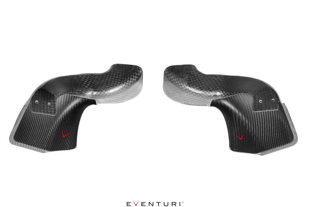 Eventuri black carbon intake scoop set for BMW G8X M3 and M4, performance engine upgrade with matte white finish details