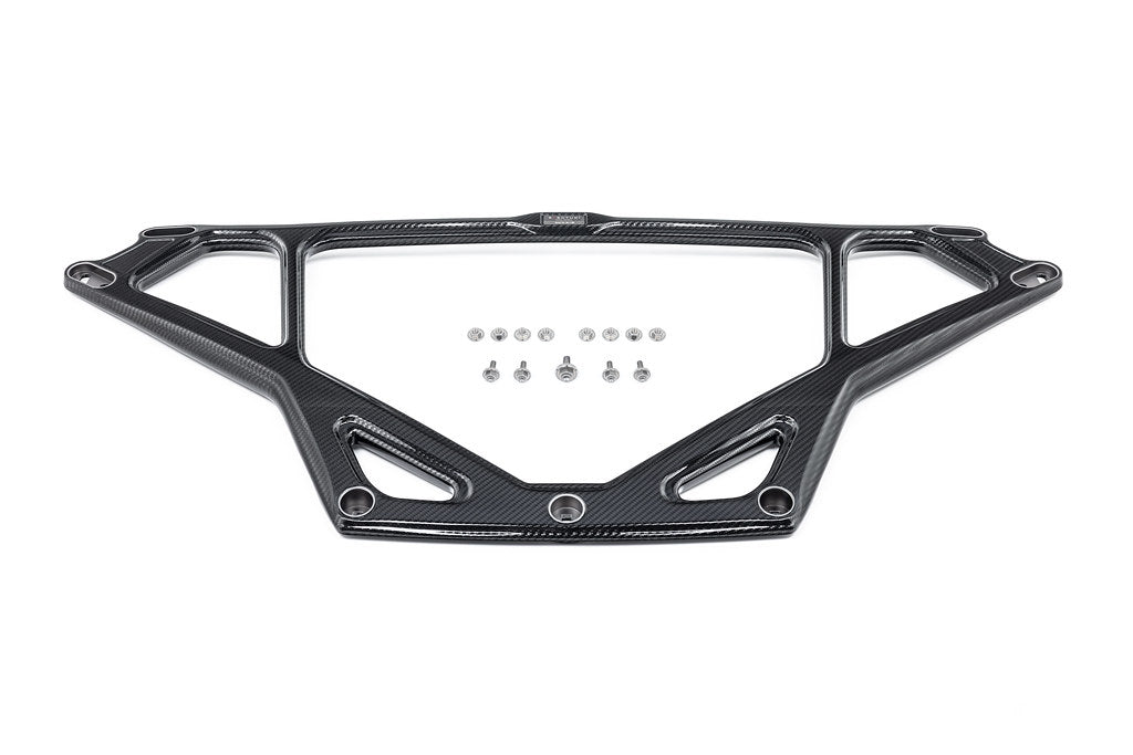 Eventuri gloss carbon CSL strut brace for BMW G8X M2 M3 M4 on white background