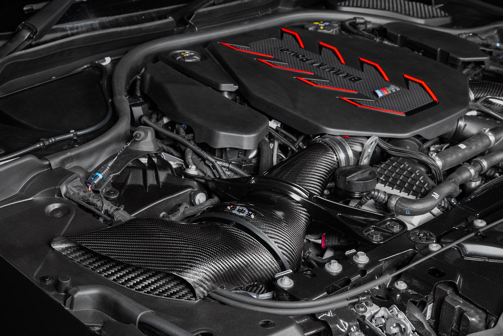 Eventuri carbon fiber intake system installed on BMW G90 M5 with S68 engine