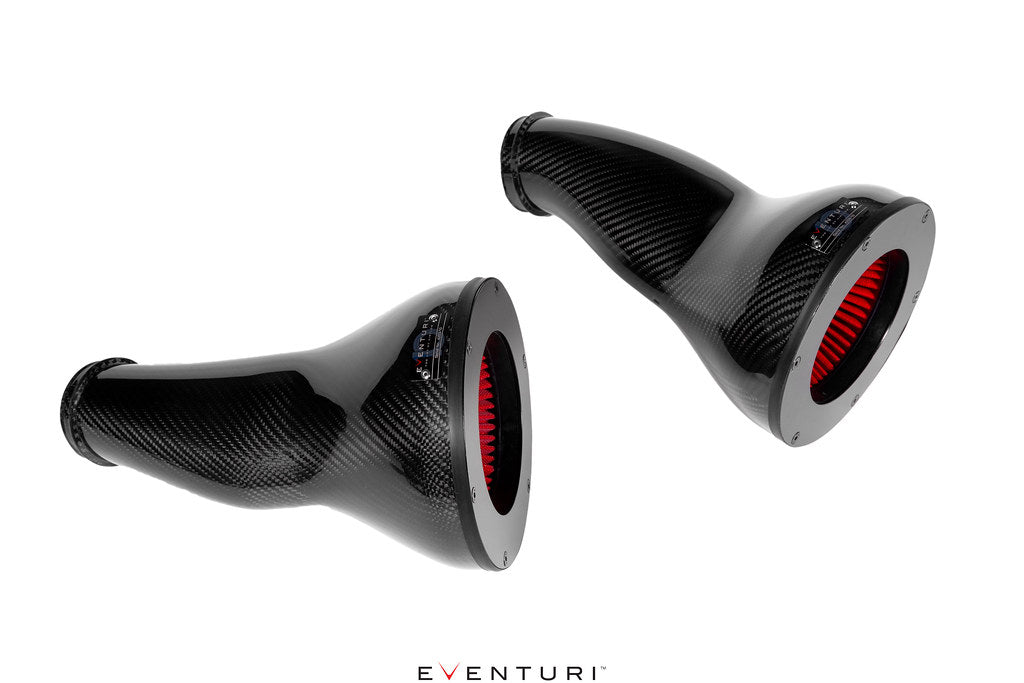 Eventuri BMW G90 G99 M5 carbon intake gloss finishes on white background