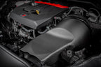 Eventuri GR Yaris Carbon Intake System installed, showcasing matte finish and performance-enhancing design for sporty engine airflow.