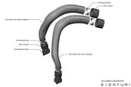 CAD rendering of Eventuri gloss carbon charge pipe set for BMW S55 M2 Competition M3 M4