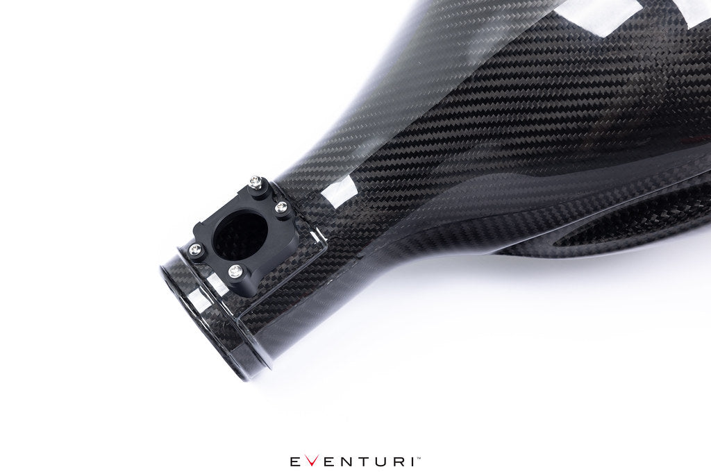 Eventuri GR Corolla carbon intake system installed on a Toyota GR Corolla, showcasing the sleek gloss white finish and performance design.