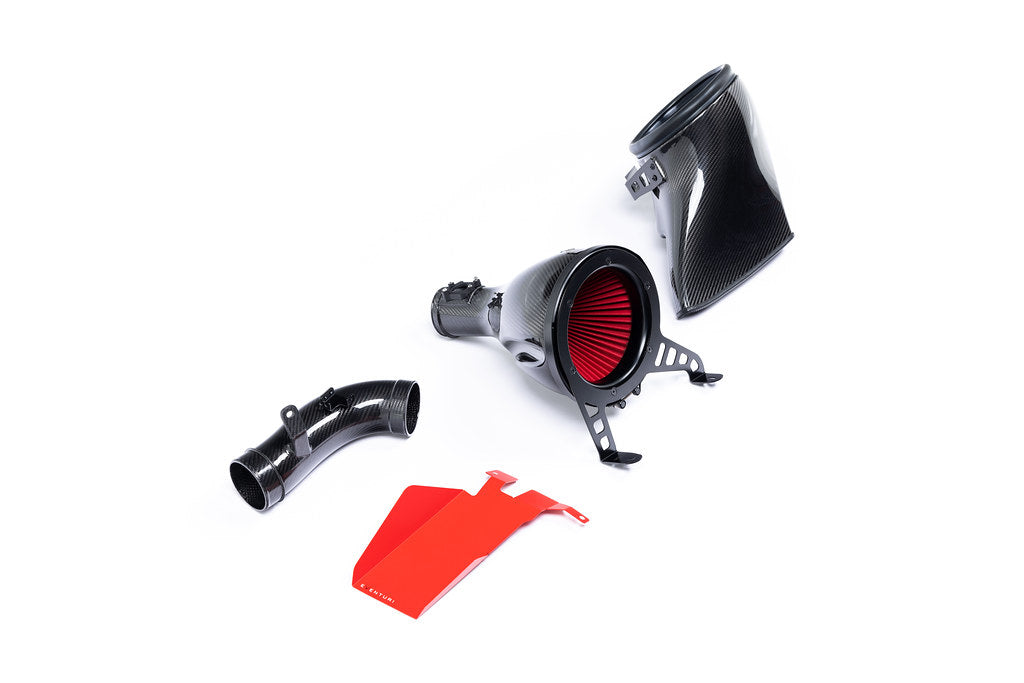 Eventuri GR Corolla Carbon Intake System showcasing a glossy white finish and performance design for Toyota GR Corolla G16E model