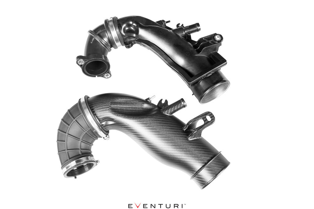 Eventuri carbon turbo inlet tube compared with the factory Toyota GR Yaris and GR Corolla turbo inlet tube