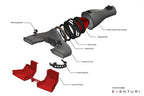 Exploded view of Eventuri Toyota GR86 black carbon intake system showcasing performance air intake components.