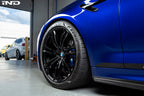 FC BMW 5x112 wheel spacers installed on BMW F90 M5 hub centric spacer flush stance