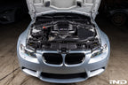 IND E9X M3 exterior gloss black front grille set installed on the vehicle, showcasing sleek, aerodynamic design and high-quality finish.