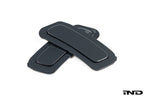IND exterior painted front reflector set for MK8 Golf GTI and Golf R in dolphin gray metallic, shown on a white background.