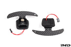 JQ Werks MadTrace BMW E-Chassis Clubsport magnetic shift paddle set with carbon fiber and billet aluminum, for interior upgrade.
