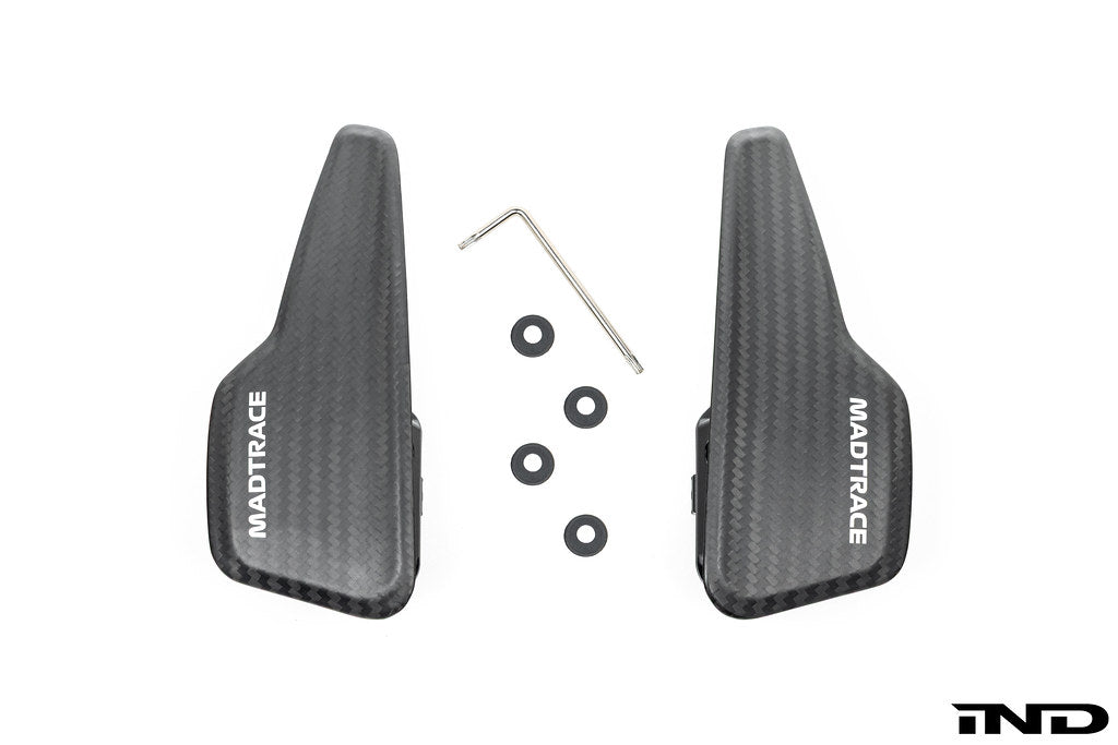 JQ Werks MadTrace C8 Corvette Clubsport magnetic shift paddles installed inside a white-background setting.