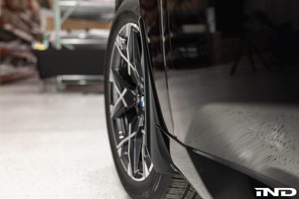Megachip G45 X3 exterior splash guard set installed on BMW G45 X3 with factory bodyline fitment