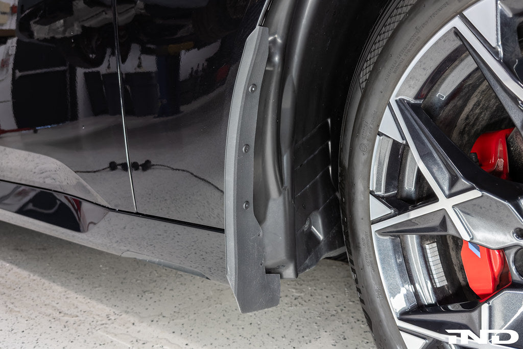 Megachip G45 X3 splash guard set installed on a BMW G45 X3, exterior factory bodyline fitment for protection and style.