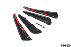 Megachip MK8 GTI and Golf R splash guard set with white background, showing exterior protective mud flaps for car wheels.
