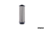MMX Performance stainless steel oil filter for BMW B58 and B57 engines, high-flow design on white background