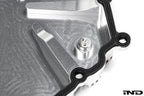 MMX Performance aluminum BMW DCT oil pan with clear anodized finish, designed for performance transmission cooling.
