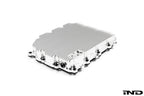 MMX Performance aluminum BMW DCT oil pan with clear anodized finish, lightweight billet design on white background.