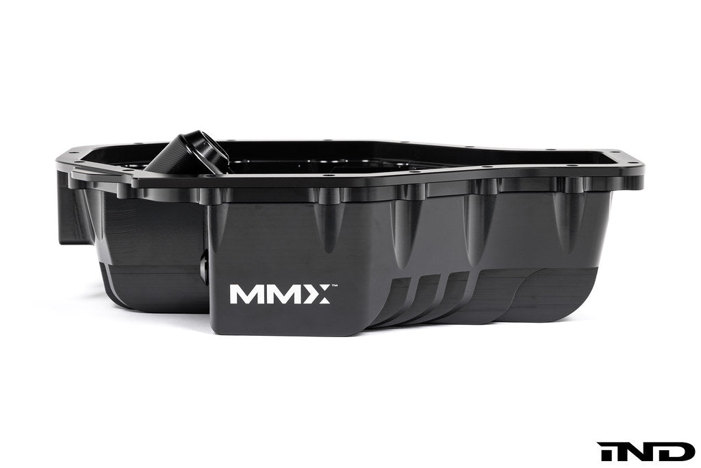 MMX high capacity baffled differential sump for BMW G8X M2 M3 M4 billet aluminum white background