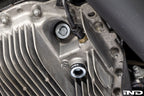 MMX Performance magnetic differential oil drain plug for BMW, M22x1.5 size, installed on vehicle's differential.