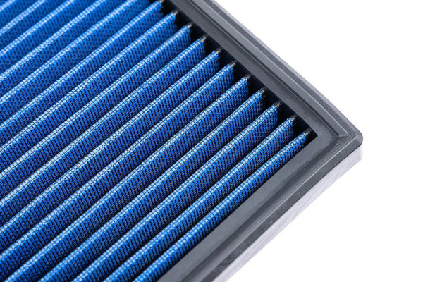 MMX Performance high-flow cotton panel air filters on a white background for the BMW G8X M2, M3, and M4 S58 engine, featuring washable and reusable 20-micron cotton filter media with OEM airbox fitment.