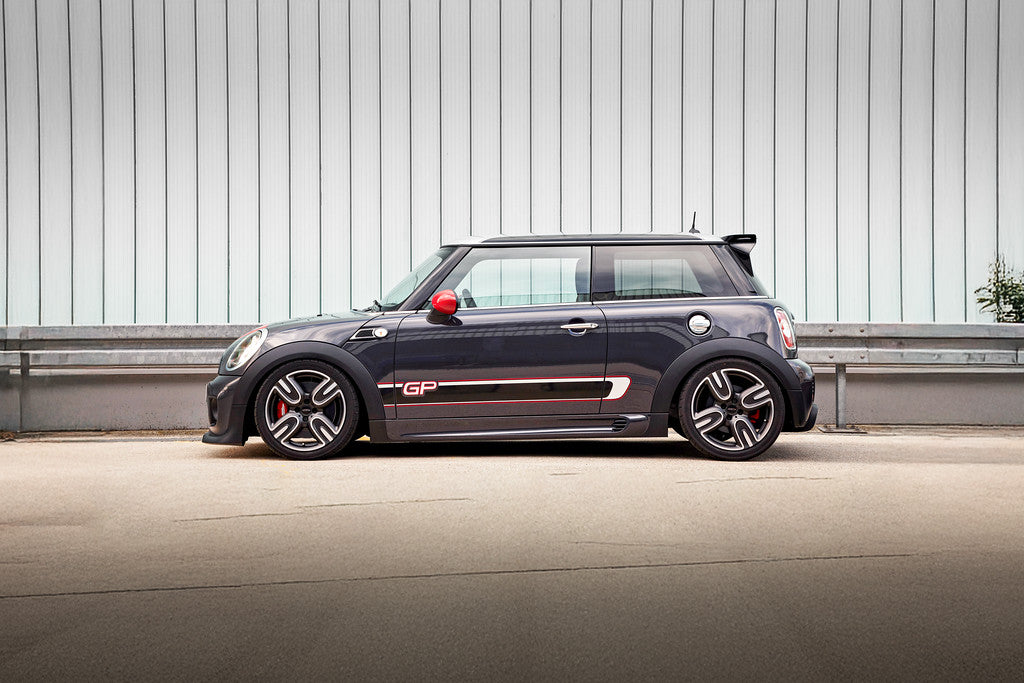 MMX Performance lowering springs installed on MINI R56 Cooper S with 30mm drop improved stance and reduced wheel gap