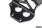 MMX Performance BMW G8X M3 and M4 billet 6061-T6 aluminum underbody chassis brace on a white background, designed to increase exhaust clearance and improve chassis rigidity for G80, G81, G82, and G83 models.