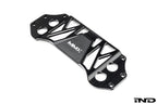 MMX Performance BMW G8X M3 and M4 billet 6061-T6 aluminum underbody chassis brace on a white background, designed to increase exhaust clearance and improve chassis rigidity for G80, G81, G82, and G83 models.