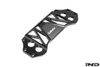 MMX Performance BMW G8X M3 and M4 billet 6061-T6 aluminum underbody chassis brace on a white background, designed to increase exhaust clearance and improve chassis rigidity for G80, G81, G82, and G83 models.