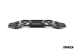 MMX Performance BMW G8X M3 and M4 billet 6061-T6 aluminum underbody chassis brace on a white background, designed to increase exhaust clearance and improve chassis rigidity for G80, G81, G82, and G83 models.