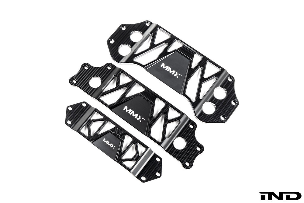 MMX Performance Underbody Chassis Braces for BMW F8X M2/M3/M4, G87 M2, and G8X M3/M4 on white background