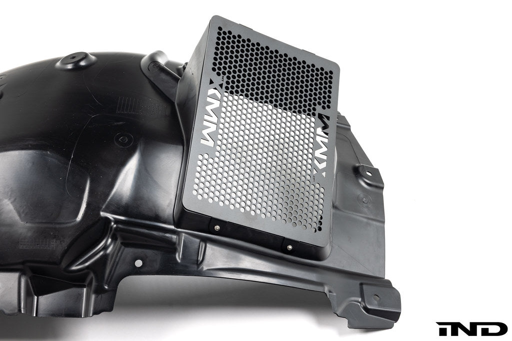 RKP G8X M2 M3 M4 enhanced clearance front liner set for exterior wheel arch protection, shown in white background.