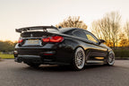 TREVORA TR87 V2 Carbon Rear Wing mounted on flat trunk, showcasing lightweight pre-preg carbon fiber exterior car aerodynamic part.