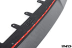 TREVORA G42 2-Series Carbon Fiber Front Splitter installed on a white BMW M240i, showcasing the sleek exterior design.