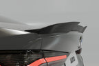 TREVORA G82 M4 Carbon Fiber PR-1 rear trunk spoiler installed on BMW G82 M4, showcasing its sleek, aerodynamic exterior design.