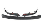 TREVORA G87 M2 carbon front splitter with winglets installed on a white background, showcasing aerodynamic exterior car enhancement.