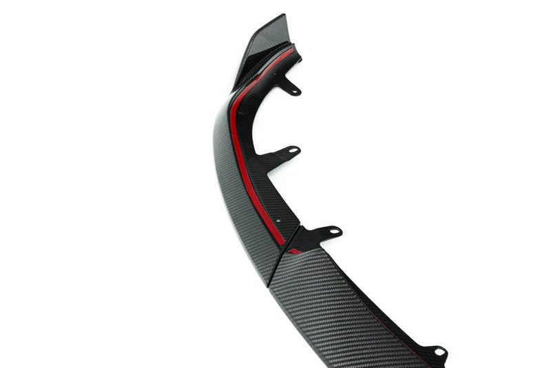 TREVORA G87 M2 Carbon front splitter with winglets, exterior car accessory, shown on white background.