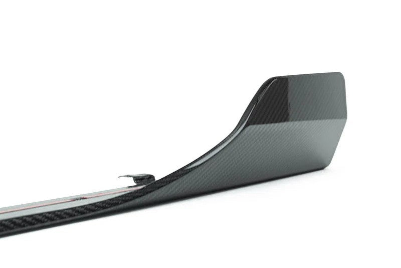TREVORA G87 M2 carbon side skirt set shown on a white background, exterior vehicle accessory for BMW G87 M2.