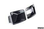 TREVORA G87 M2 TR87 carbon front air duct set installed on a white BMW G87 M2 exterior, showcasing lightweight aerodynamic components.