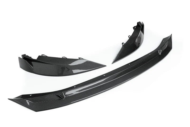 TREVORA G8X M3 M4 pre-preg carbon fiber front splitter for exterior car enhancement, shown on a white background.