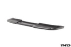 TREVORA G99 M5 Carbon Fiber PR-1 Rear Roof Spoiler mounted on white exterior, showcasing sleek aerodynamic design.